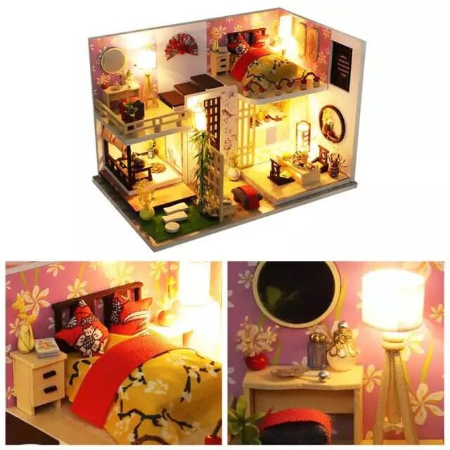 DIY Dollhouse Kit - Modern Living Room Miniature Dollhouse Kit - Duplex Apartment Doll House Kit - Birthday, Christmas Gift Adult Craft