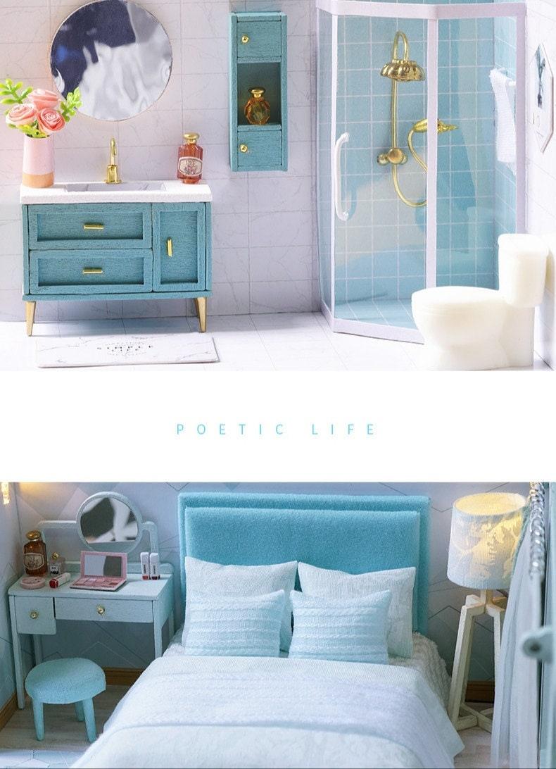 DIY Dollhouse Kit - Poetic Living Room Miniature Dollhouse Kit - Modern Apartment Doll House Kit - Birthday, Christmas Gift Adult Craft