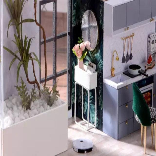 DIY Dollhouse Kit - Modern Living Room Miniature Doll House Kit - Duplex Apartment Doll House Kit - Birthday, Christmas Gift Adult Craft