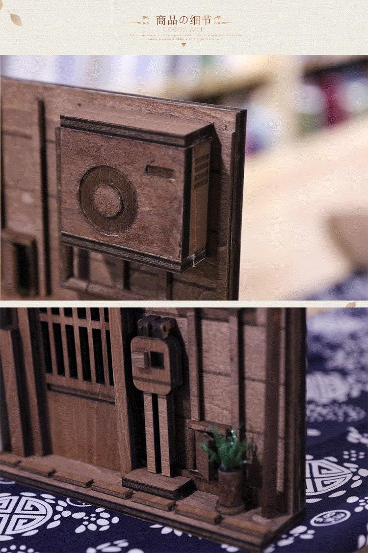 DIY Wizard Alley Book Nook - Japanese Book Nook - Book Shelf Insert - Book Scenery - Diorama - Bookcase Bookend with LED Model Building Kit