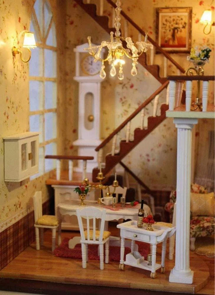 Modern Dollhouse Miniature with Furniture European Style DIY Dollhouse Kit - Openable Doors Room Large Dollhouse Free Musical Movement Box