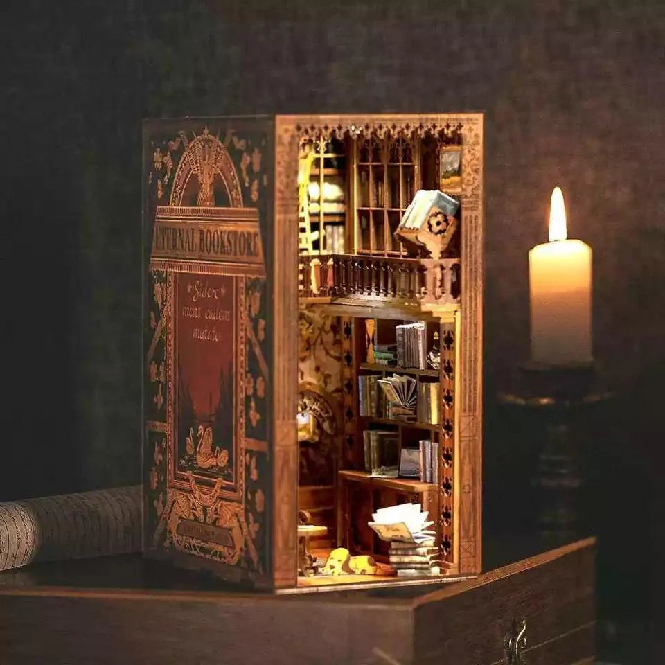 Eternal Bookstore Book Nook - DIY Book Nook Kits - Library Book Shelf Insert Book Shop