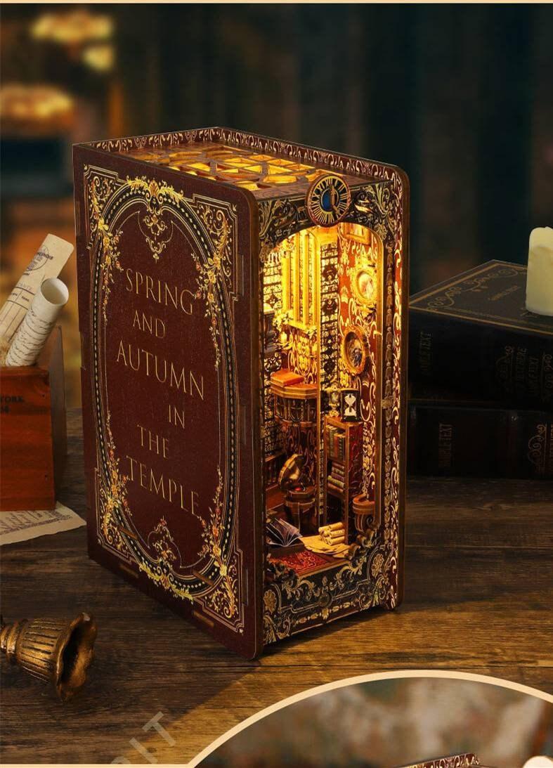 The Cathedral Book Nook - DIY Book Nook Kits Church Book Shelf Insert Book Scenery Bookends Bookcase with Light Model Building Kit