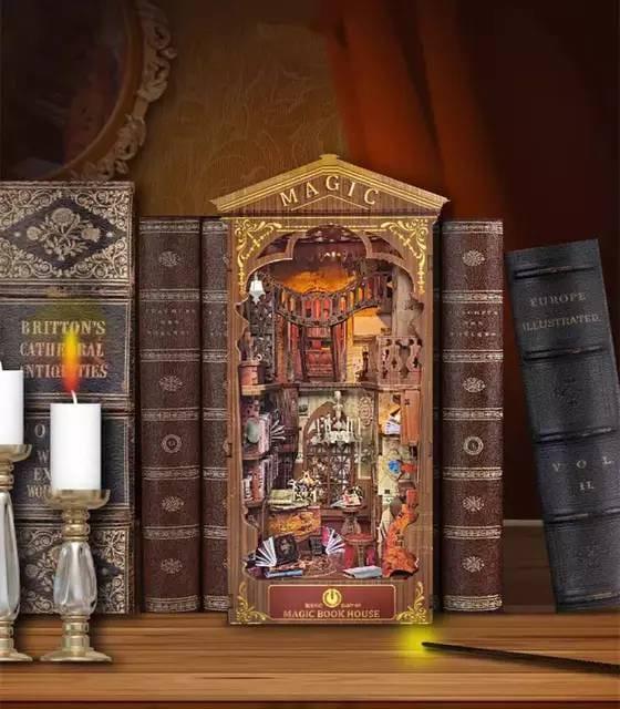 Magic Book House - Eternal Bookstore Book Nook - DIY Book Nook Kits Library Book Shelf Insert