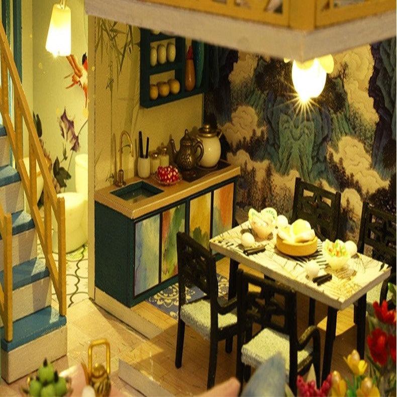 Duplex Apartment Japanese Living Room Inherit Beauty Traditional Style Miniature Dollhouse DIY Dollhouse Kits Japanese Dollhouse Miniature