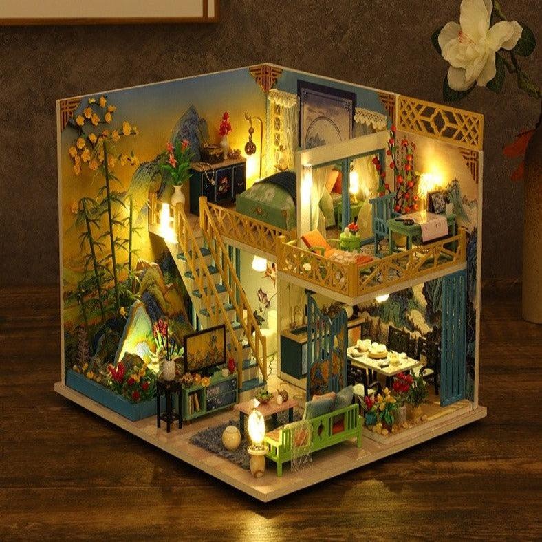 Duplex Apartment Japanese Living Room Inherit Beauty Traditional Style Miniature Dollhouse DIY Dollhouse Kits Japanese Dollhouse Miniature