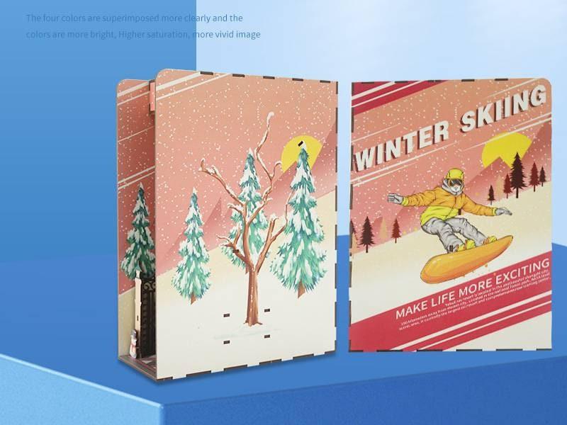 Winter Travel DIY Book Nook Kits Skiing Sports Book Nook Decorative Winter Bookends Snow Village Book Nooks Winter Street Alley Book Nooks