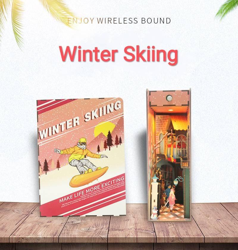 Winter Travel DIY Book Nook Kits Skiing Sports Book Nook Decorative Winter Bookends Snow Village Book Nooks Winter Street Alley Book Nooks