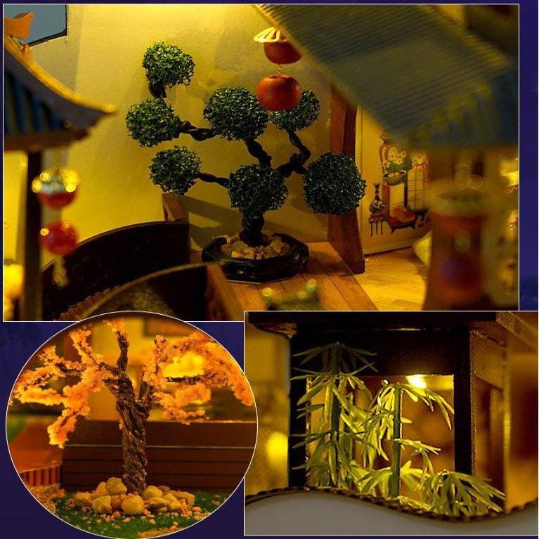 DIY Dollhouse Kit Ancient Japanese Villa Chinese Style Capital City Doll House Large Size Birthday Gift Mini House Traditional Miniature