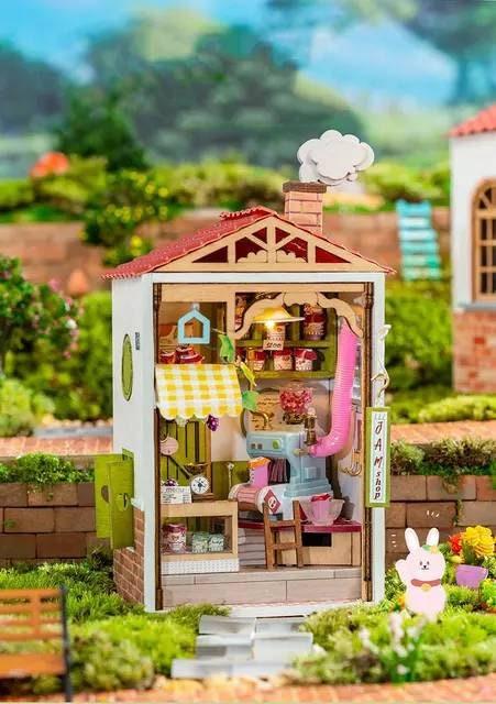 Sweet Jam Shop Miniature Dollhouse Fruit Juice Centre DIY Dollhouse Kits Fruits Shop Miniature Easy To Assemble Dollhouse For Kids & Adults