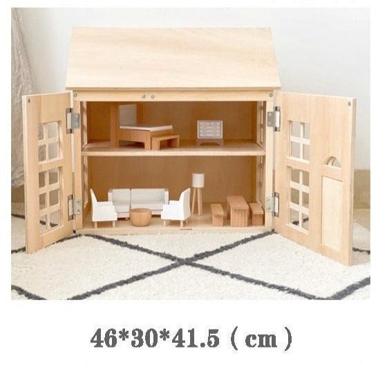 Wooden Dollhouse Pretend Play House With Openable Doors & Furniture Large Dollhouse Liberty Dollhouse For Kids Two Story Dollhouse Gift