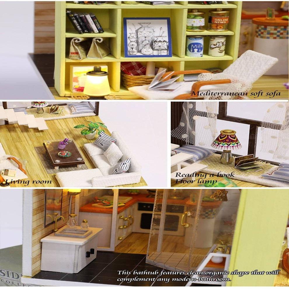 Miniature Dollhouse - DIY Dollhouse Kit - Contracted City Apartment Dollhouse Modern Style Living Room Duplex Miniature Kit Adult Crafts Kit