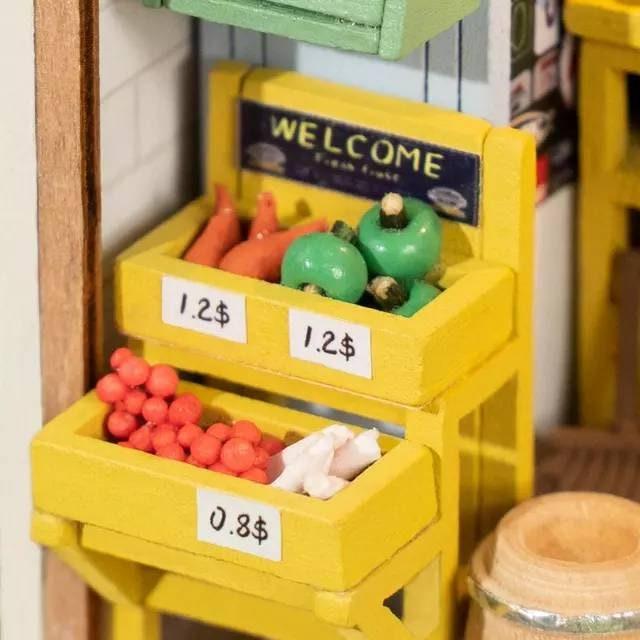 Morning Fruit Store Miniature Dollhouse Vegetable Shop DIY Dollhouse Kits Fruits Shop Miniature Easy To Assemble Dollhouse For Kids & Adults