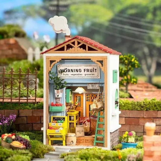 Morning Fruit Store Miniature Dollhouse Vegetable Shop DIY Dollhouse Kits Fruits Shop Miniature Easy To Assemble Dollhouse For Kids & Adults