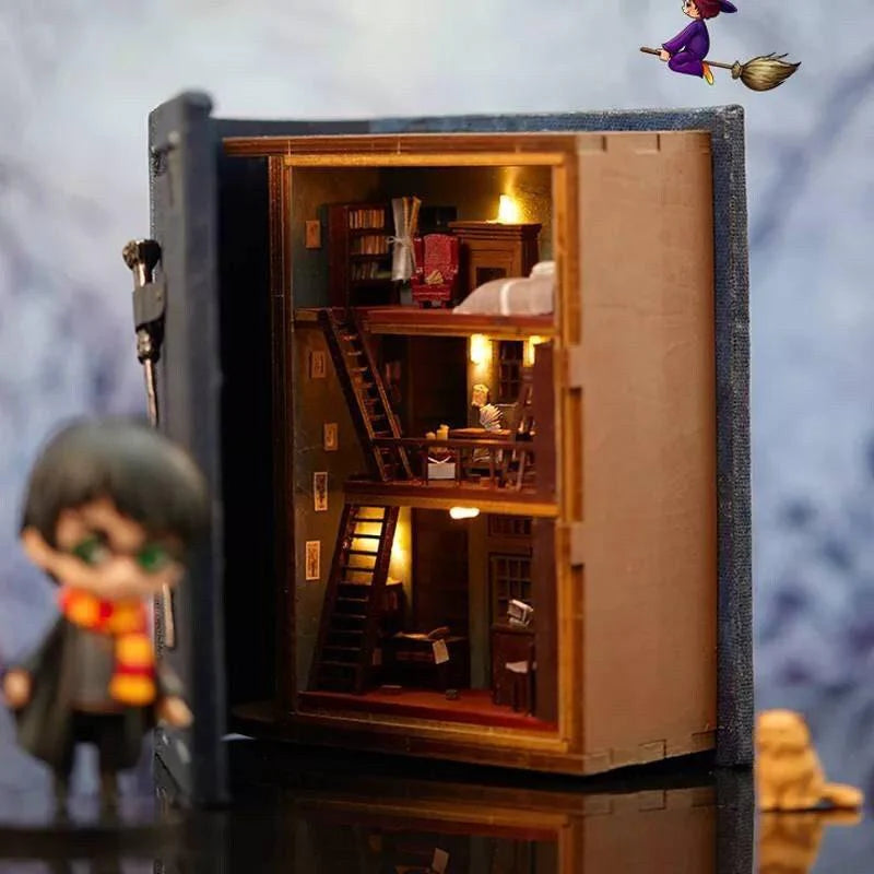 Ollivenders Wand Shop Book Nook - DIY Book Nook Kits - Wizard Alley Book Nooks Magic Alley Book Shelf Insert Book Scenery with LED