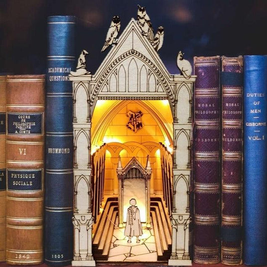 DIY Magic Mirror Book Nook - Magic Alley Book Shelf Insert - DIY Book Nooks Book Scenery Bookcase Bookend with LED Model Building Kit