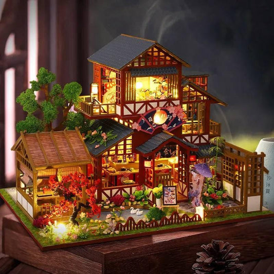 Japanese Style DIY Dollhouse Kit Miniature House with Furniture Japanese Villa