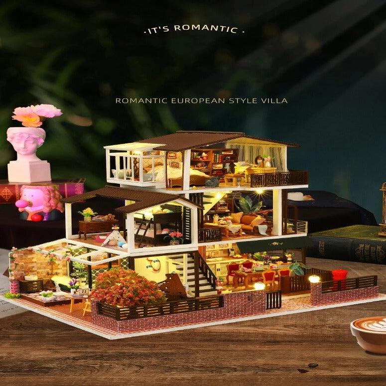 DIY Dollhouse Kit Romantic European Style Miniature Dollhouse Kit Large Villas Miniatures