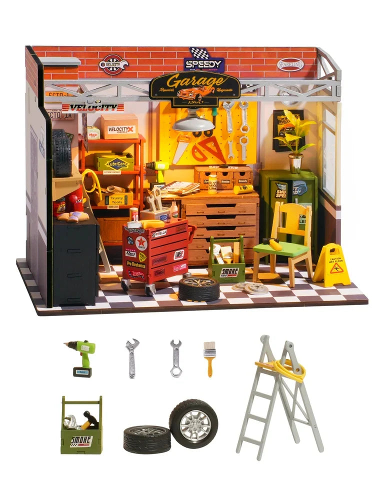 Garage Workshop DIY Dollhouse Miniature Kit Rolife Miniatures Car Garage Miniatures