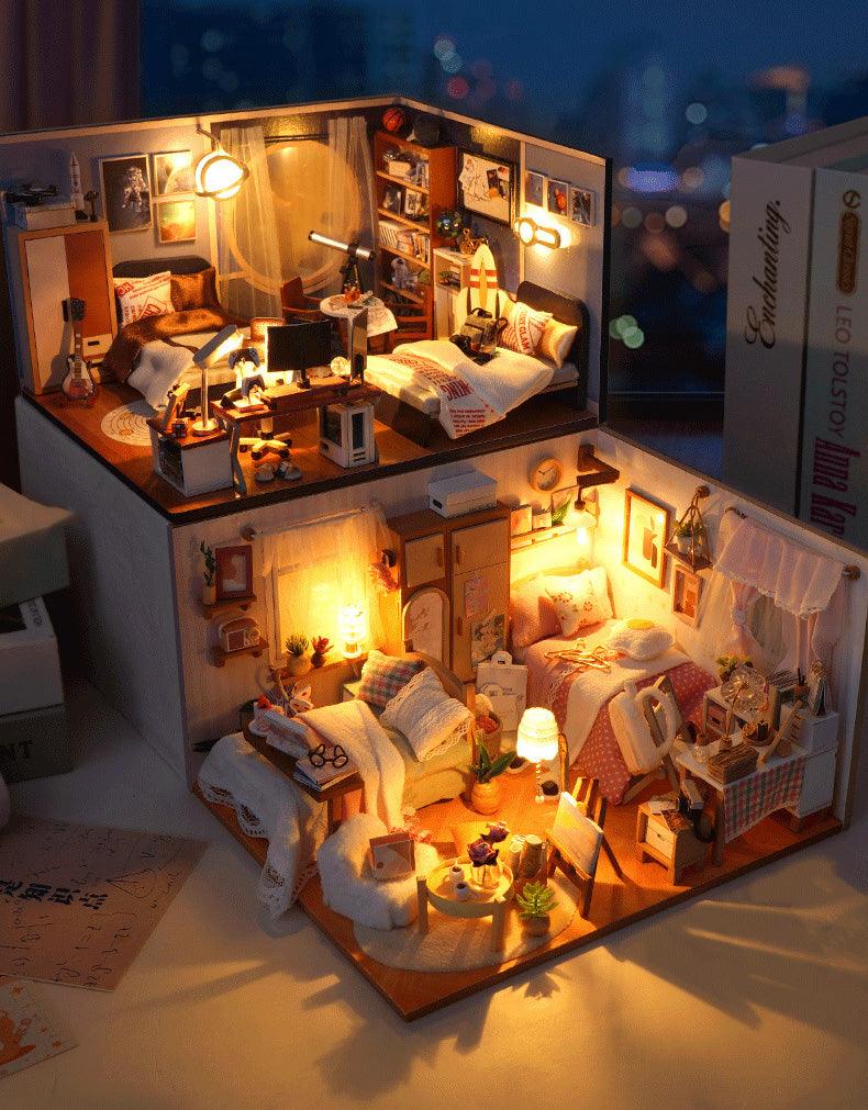 DIY Dollhouse Kit Cozy Bedroom Miniatures Astronauts Room Barbie Room Combination Style Bedrooms