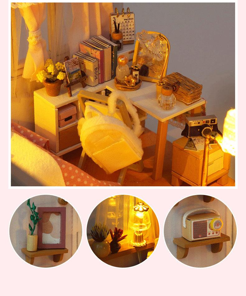 DIY Dollhouse Kit Cozy Bedroom Miniatures Astronauts Room Barbie Room Combination Style Bedrooms